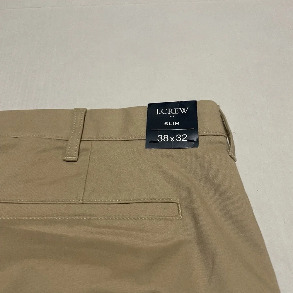J.CREW Flex Slim Fit Stretch Chino Pants 38 X 32 Beige Cotton Twill BZ109 NEW